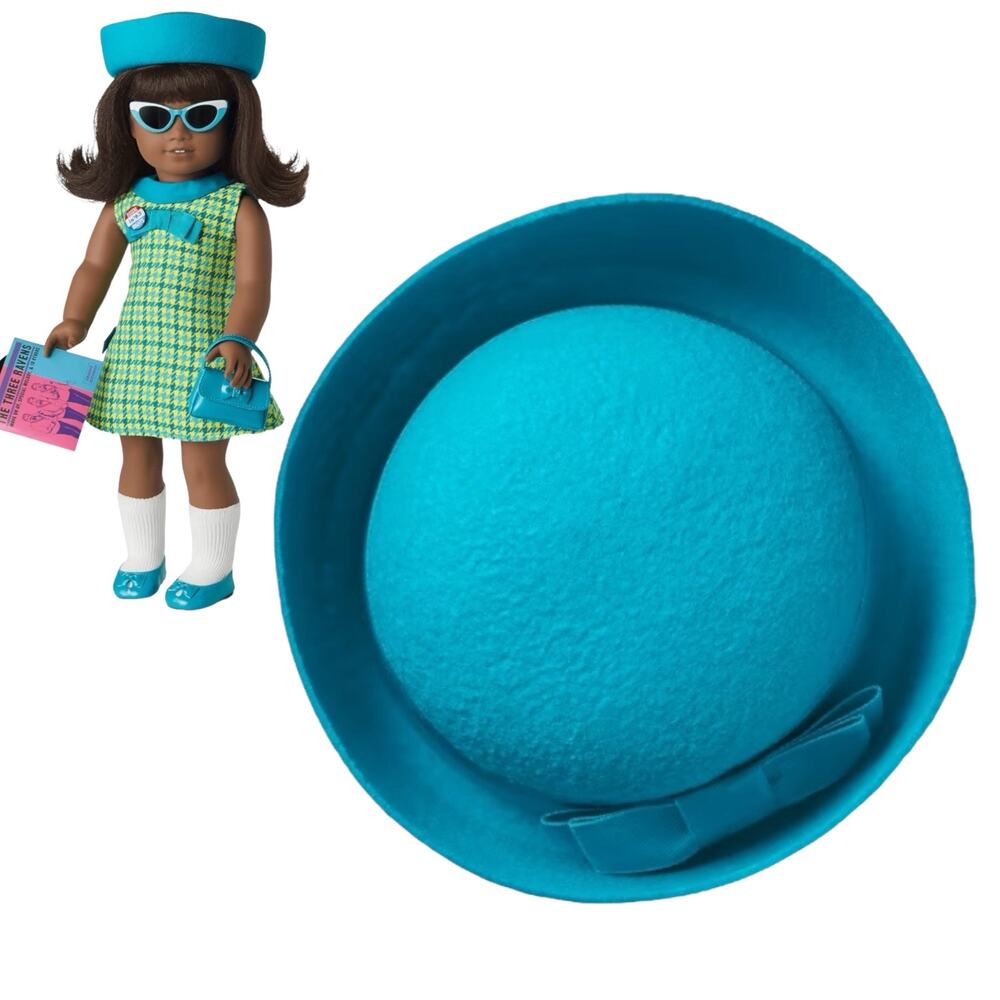 NEW American Girl Melody Doll FELT HAT Aqua Blue Meet Accessory 1960s Style Hat